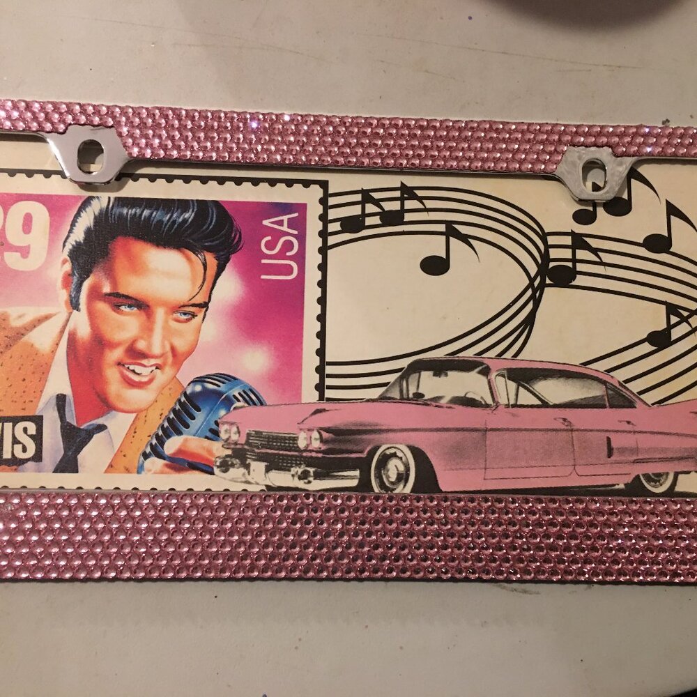 Pink Rhinestone Vanity Plate Holder = Bling Bling   Office